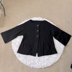 Petite Kasper 3 large button black shawl style cardigan